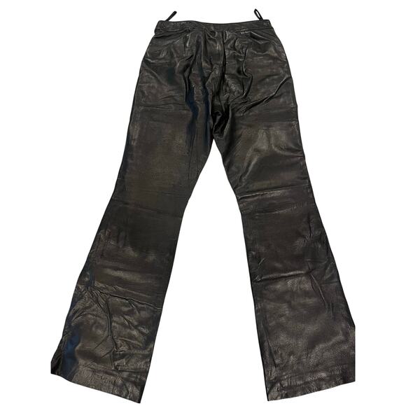 Y2K Wilsons Maxima Leather Pant Genuine Buttery Soft Sz 8 FIT Sz 4 6 Black Flare - Picture 2 of 6